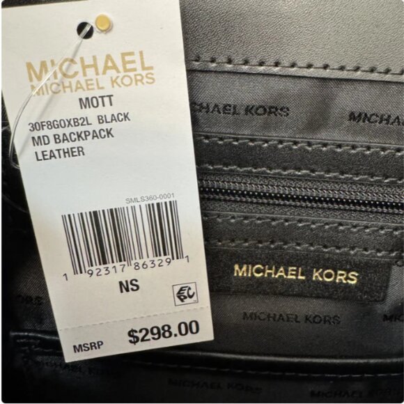 NWT Michael Kors Mott Chain Leather Black Convertible Backpack - Picture 7 of 9